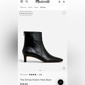 Madewell The Dimes Kitten-Heel Boot, black, size 10
